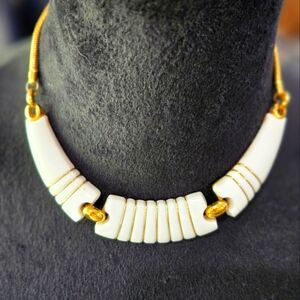 Trifari Gold and White Necklace
